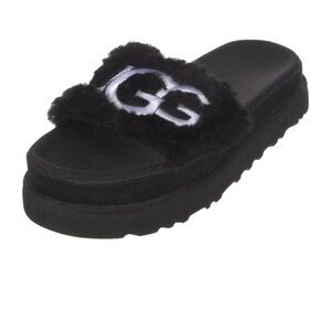 UGG Laton Black Fur Slides